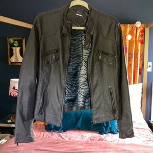 Gray faux leather jacket
